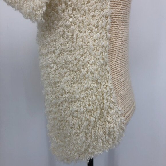 Cecile Bénac Creme Wool Alpaca Polyamide Vest Cardigan Contrast Fuzzy Knit SP - Picture 12 of 16